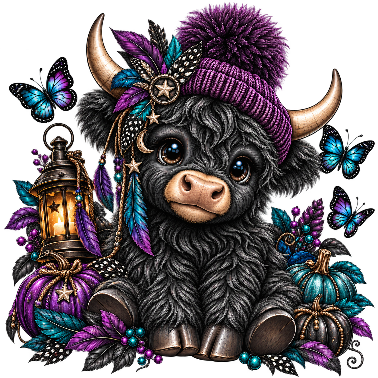 Black Highland Cow ladies T-shirt