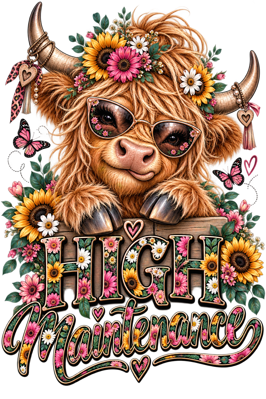 High Maintenance Highland Cow ladies T-shirt