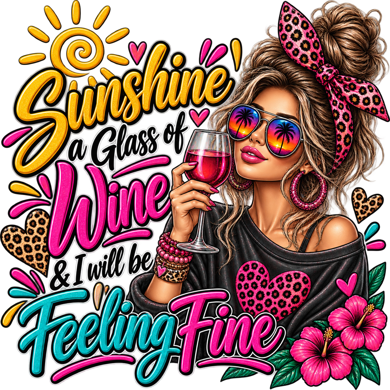 Sunshine and Wine ladies T-shirt