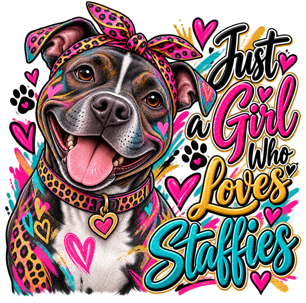 Girl Loves Staffies ladies T-shirt